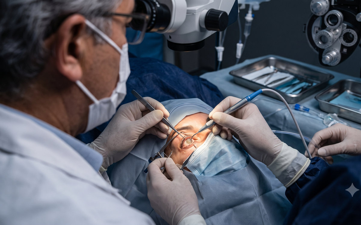 Cirurgia de catarata em centro cirúrgico oftalmológico