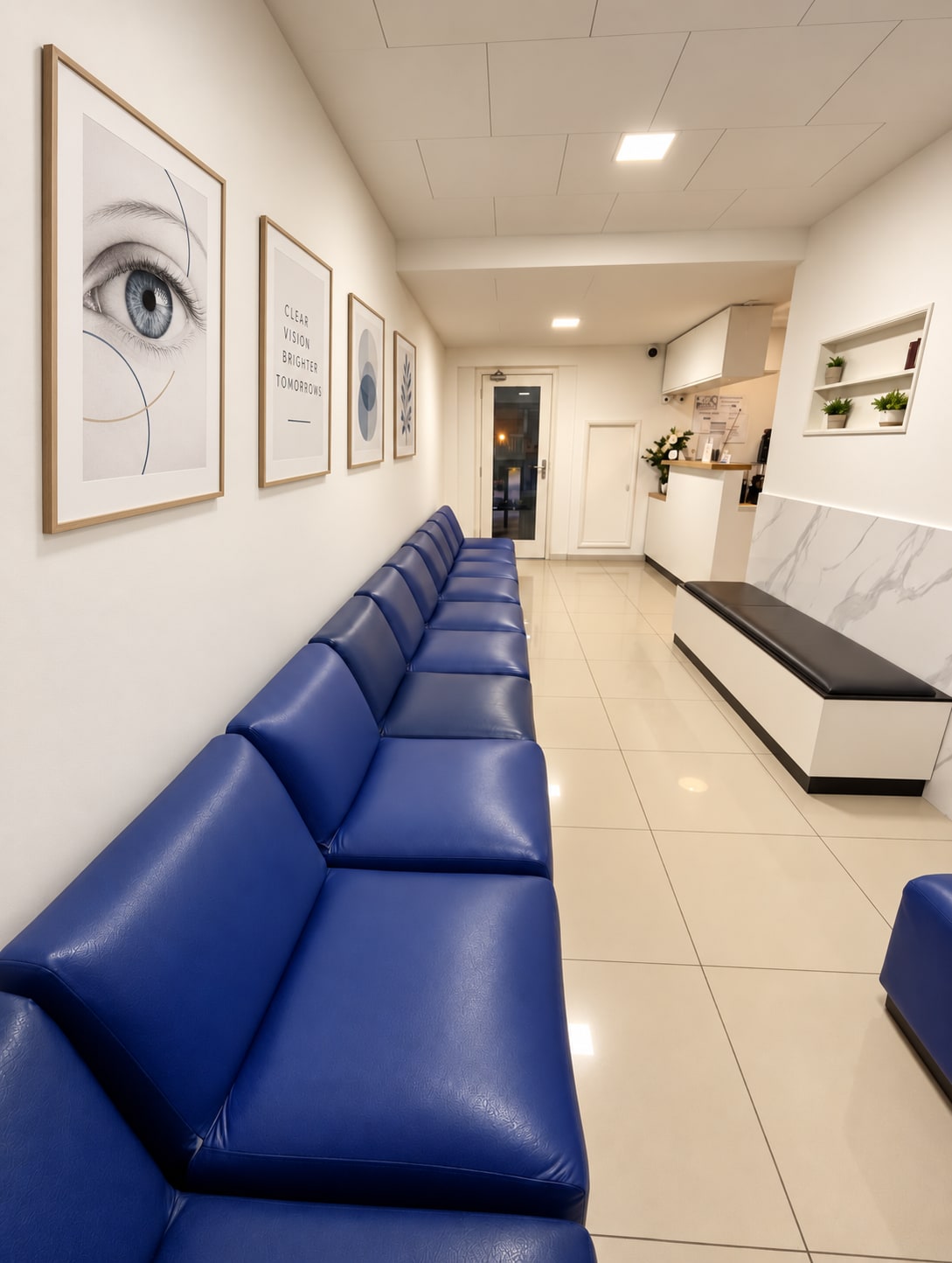 Sala de espera da unidade oftalmo+ Santa Cruz